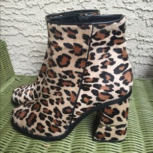Tibi Designer Leopard Animal Print Ankle Boot